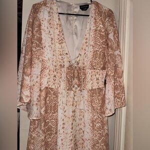 Bebe pink snakeskin python print lace up boho romper M NWT festival Coachella